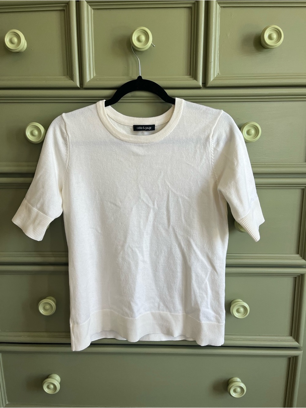 Cable & Gauge Cream Knit Short Sleeve Top